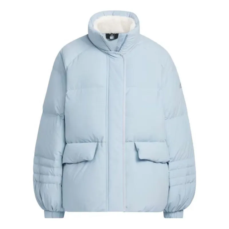 (WMNS) adidas A-Line Shaped Down Jacket 'Blue' IL8914 sold by KicksCrew