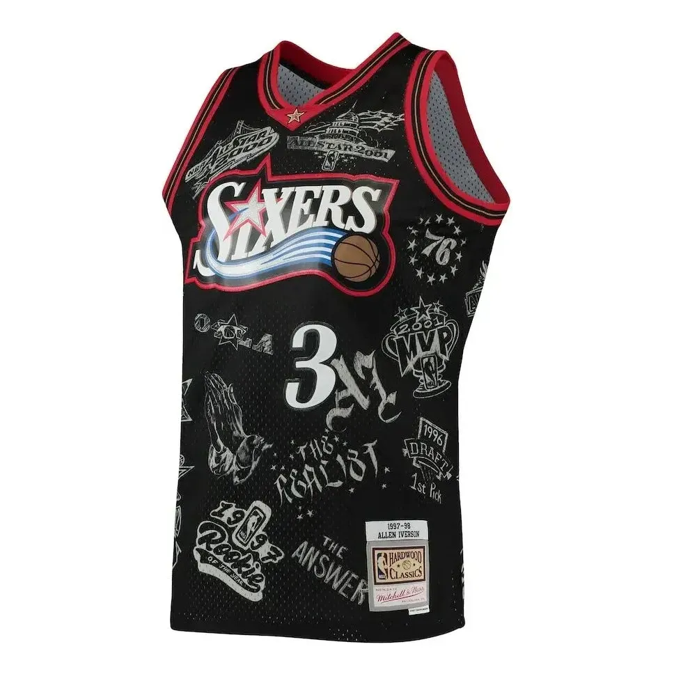 Mitchell & Ness Philadelphia 76ers 1998 World Tour Swingman Jersey 'Allen Iverson 3' SMJYDX21038-P76BLCK sold by KicksCrew