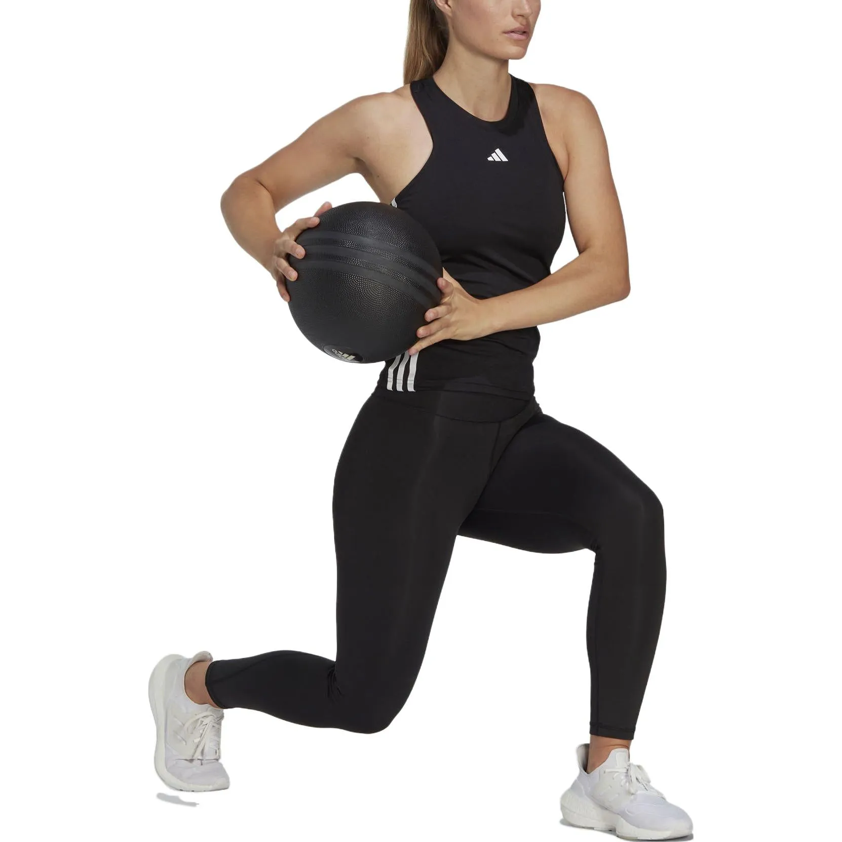 (WMNS) adidas Aeroready Train Essentials Regular 3-Stripes Tank Top Asia Sizing 'Black White' HR7815 sold by KicksCrew product image thumbnail 4