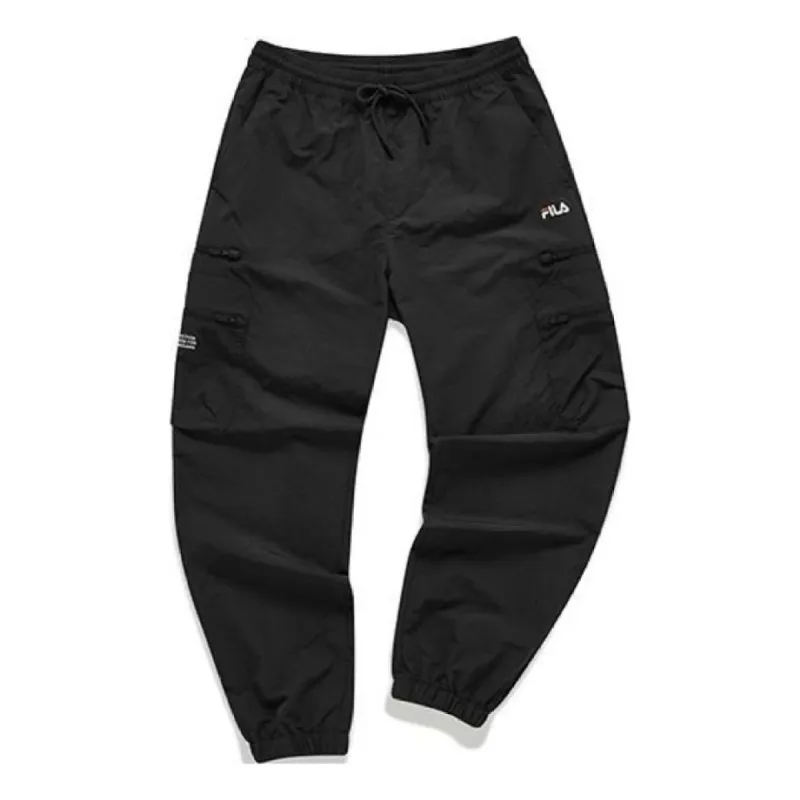 FILA FUSION Multi-Pocket Solid Color Woven Pants 'Black' T11M133803F-BK sold by KicksCrew