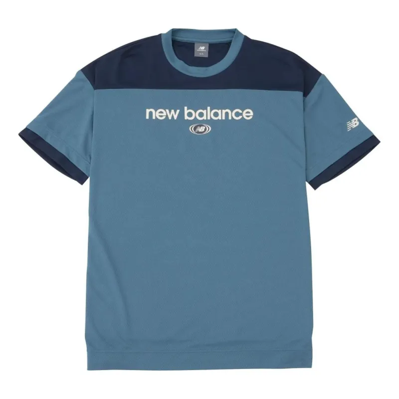 New Balance Linear Logo Honeycomb Mesh T-shirt 'Elemental Blue' AMT45072-EUB sold by KicksCrew