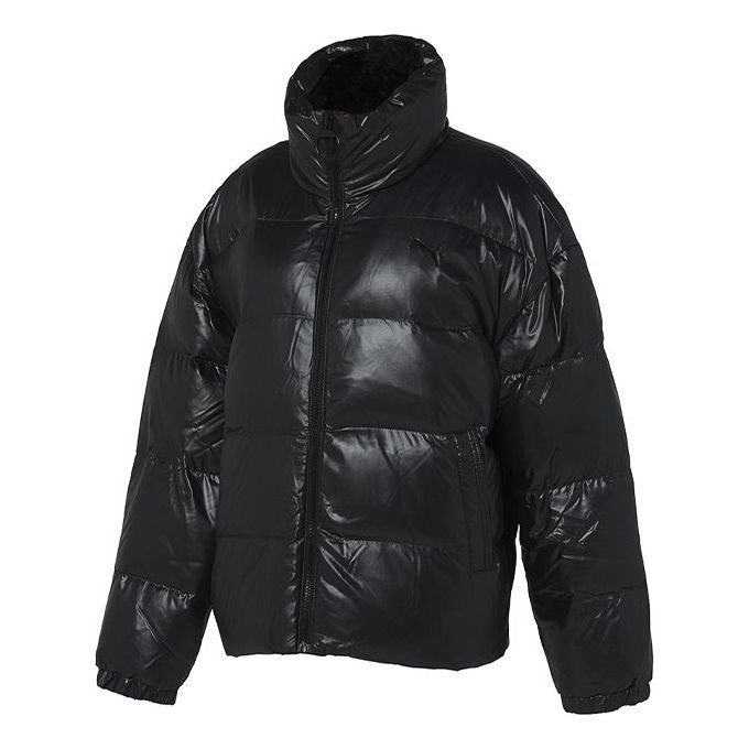 Puma Glossy Short Down Jacket 'Black' 928655-01 sold by KicksCrew