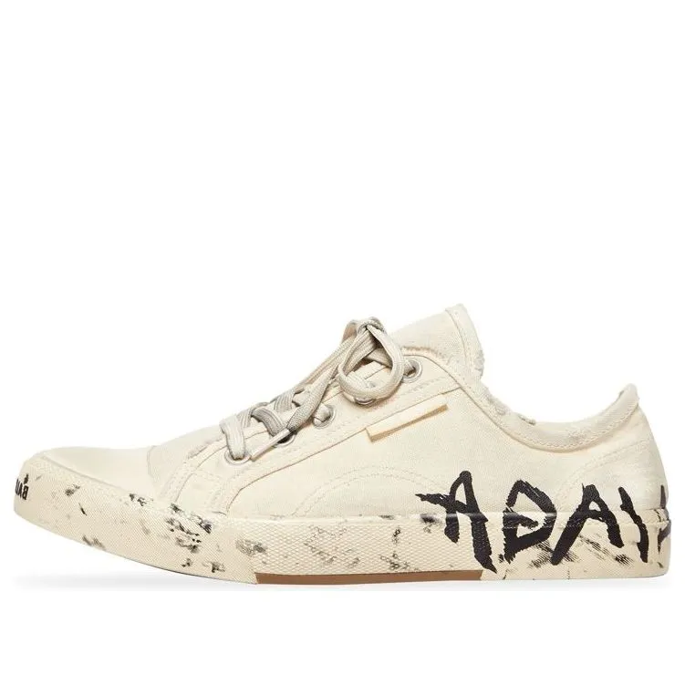 (WMNS) Balenciaga Paris Low Top Sneakers 'White Destroyed Cotton and White Rubber with Graffiti' 688757W3RR59010 sold by KicksCrew