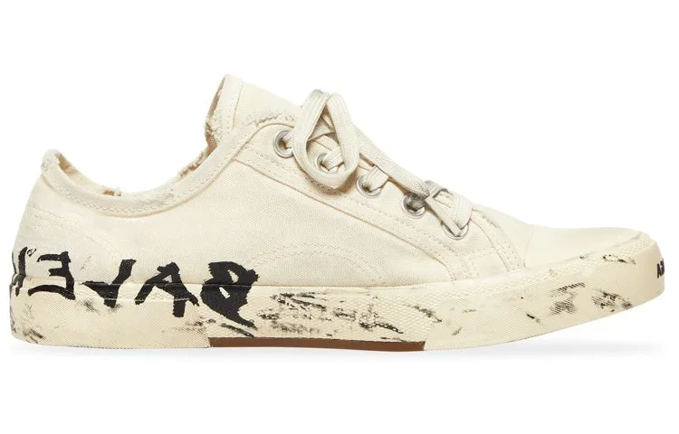 (WMNS) Balenciaga Paris Low Top Sneakers 'White Destroyed Cotton and White Rubber with Graffiti' 688757W3RR59010 sold by KicksCrew product image thumbnail 2