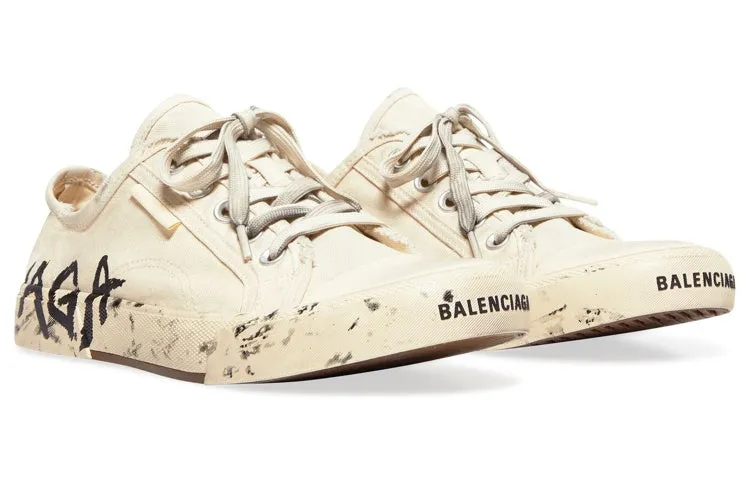 (WMNS) Balenciaga Paris Low Top Sneakers 'White Destroyed Cotton and White Rubber with Graffiti' 688757W3RR59010 sold by KicksCrew product image thumbnail 3