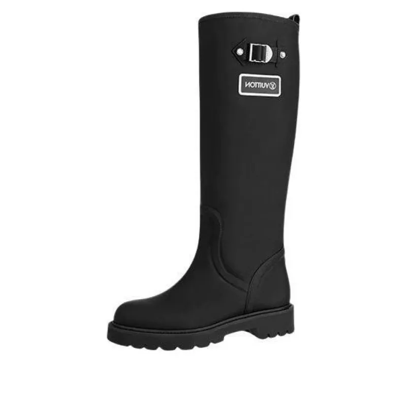 (WMNS) LOUIS VUITTON Territory Flat High Boots 'Black' 1A9H21 sold by KicksCrew