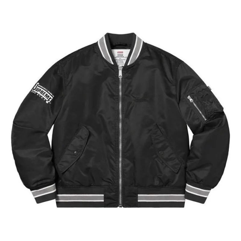 Supreme Second To None MA-1 Jacket 'Black White' SUP-SS22-265 sold by KicksCrew