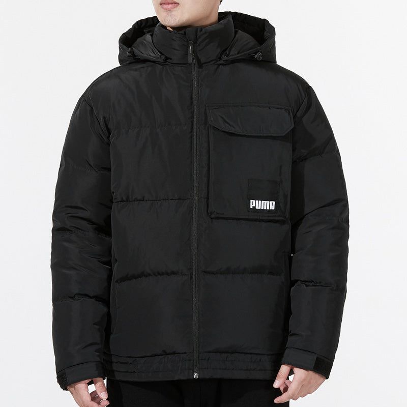 Puma Hoodie Loose Down Jacket 'Black' 532915-01 sold by KicksCrew product image thumbnail 3