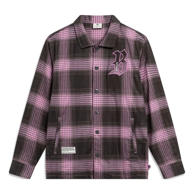 Li-Ning x Mister Cartoon BadFive Graphic Plaid Shirt 'Grey Pink' AFDT855-2 sold by KicksCrew