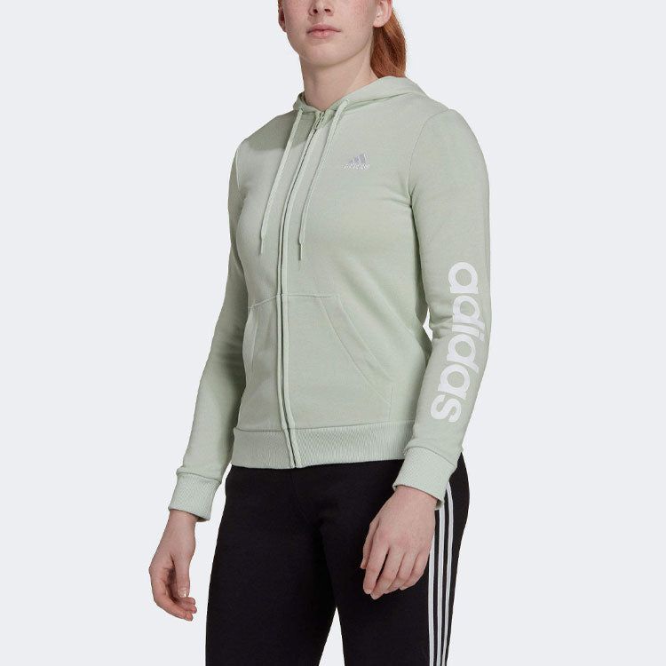 (WMNS) adidas Essentials Logo Full-Zip Hoodie 'Linen Green' HK9662 sold by KicksCrew product image thumbnail 4