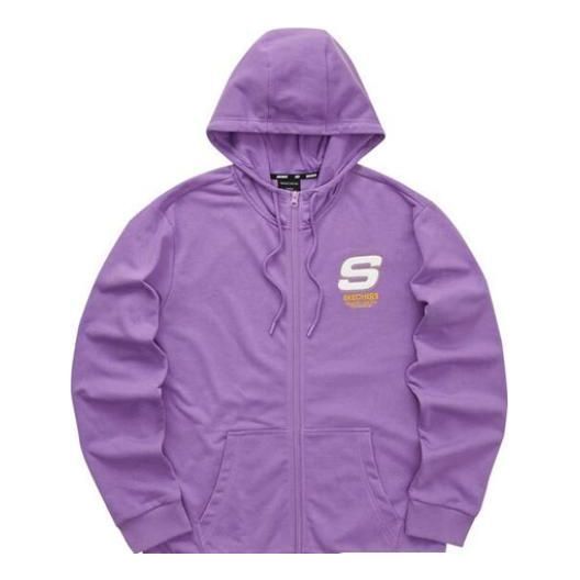 Skechers Colorful Casual Series Letter Zip-up Hooded Jacket 'Purple White' L321U142-00QA sold by KicksCrew