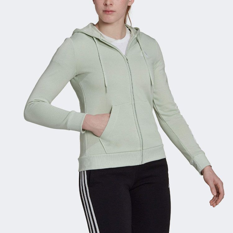(WMNS) adidas Essentials Logo Full-Zip Hoodie 'Linen Green' HK9662 sold by KicksCrew product image thumbnail 2
