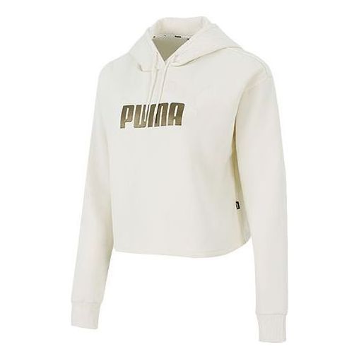 Puma Essential Metallic Cropped Hoodie 'Beige' 847673-73 sold by KicksCrew