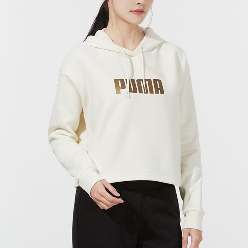 Puma Essential Metallic Cropped Hoodie 'Beige' 847673-73 sold by KicksCrew product image thumbnail 5