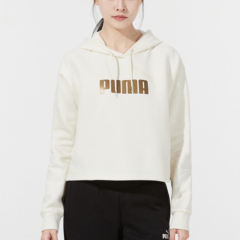 Puma Essential Metallic Cropped Hoodie 'Beige' 847673-73 sold by KicksCrew product image thumbnail 3
