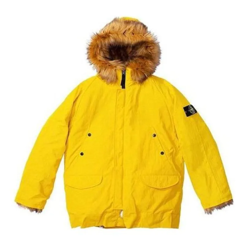 Supreme x Stone Island Formula Steel Reversible Faux Fur Parka 'Yellow Black' SUP-SS22-720 sold by KicksCrew