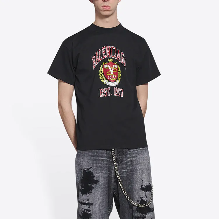 Balenciaga Varsity Logo T-Shirt Medium Fit 'Black' 612966TLV891076 sold by KicksCrew product image thumbnail 3