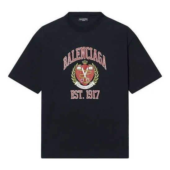 Balenciaga Varsity Logo T-Shirt Medium Fit 'Black' 612966TLV891076 sold by KicksCrew