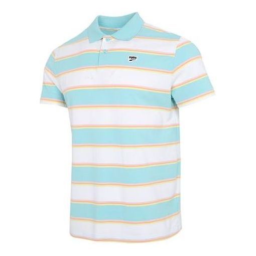 PUMA Downtown Stripe Polo Tee Shirt 'White' 599781-52 sold by KicksCrew