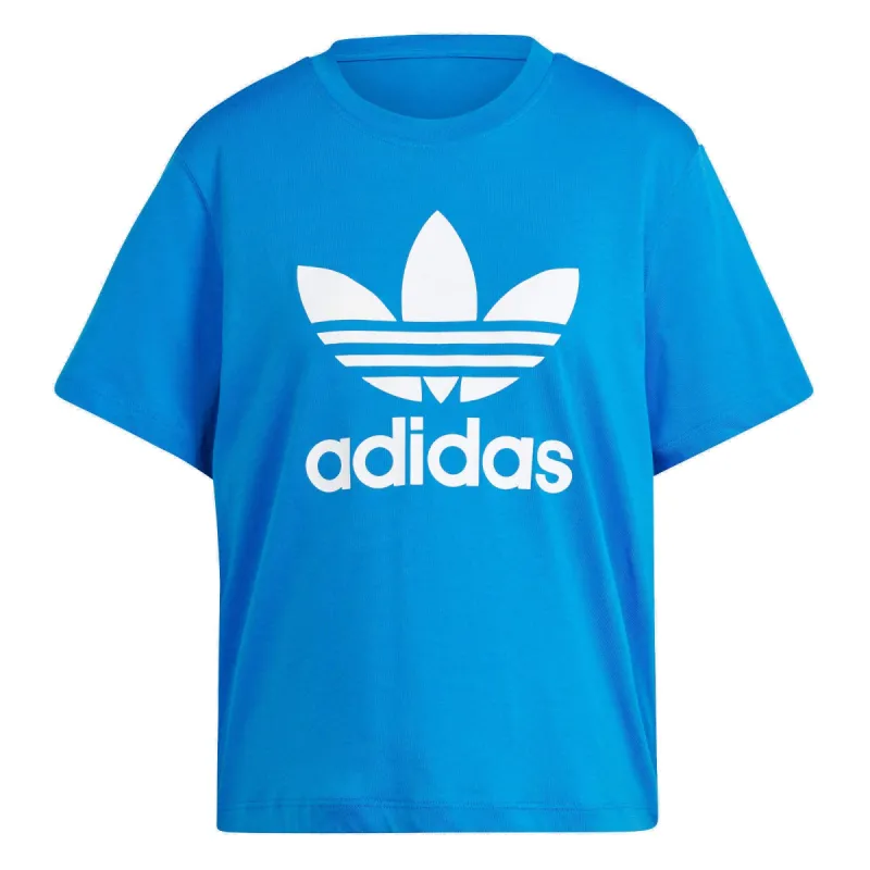 (WMNS) adidas Adicolor Trefoil Boxy T-Shirt 'Blue White' IN8435 sold by KicksCrew