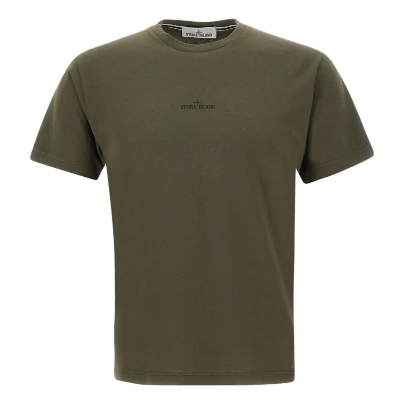 STONE ISLAND Logo Cotton T-shirt 'Olive Green' 79152NS82-V0058 sold by KicksCrew