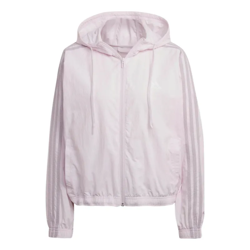 (WMNS) adidas Essentials Repeat Logo Loose Fit Windbreaker 'Pink' HC9159 sold by KicksCrew