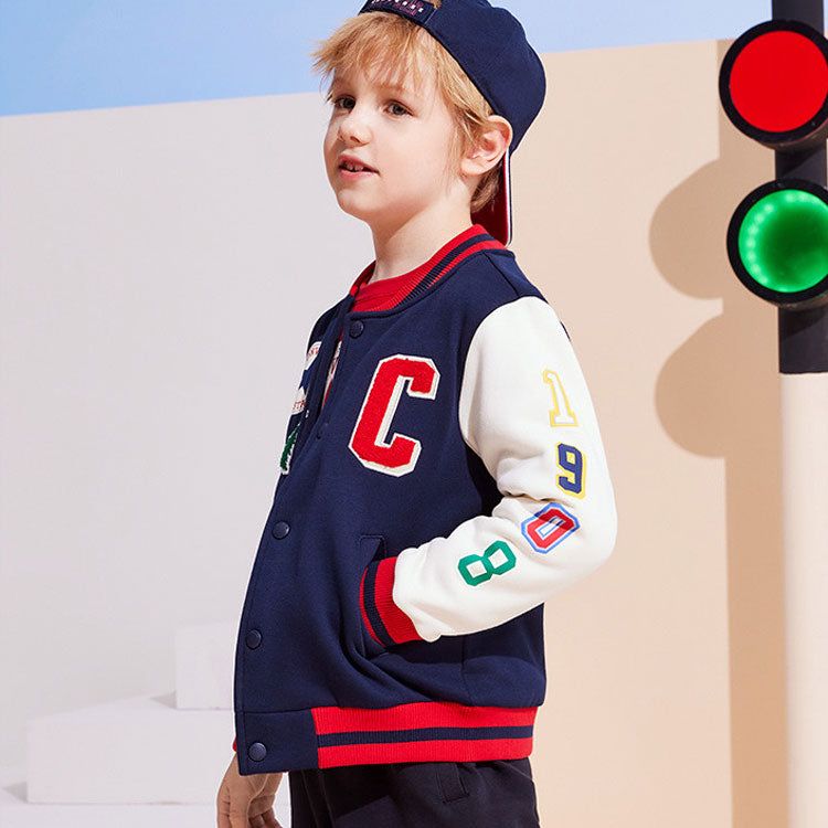 (GS) Converse Color-blocked Embroidered Baseball Jacket 'Navy White Red' CV2242170GS-001 sold by KicksCrew product image thumbnail 4