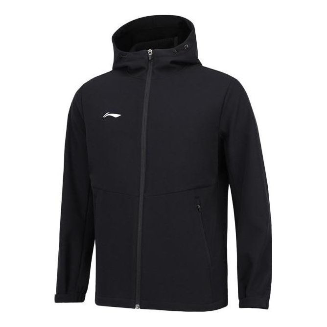 Li-Ning Logo Fleece Full Zip Hooded Jacket 'Black' AFDSC13-1 sold by KicksCrew