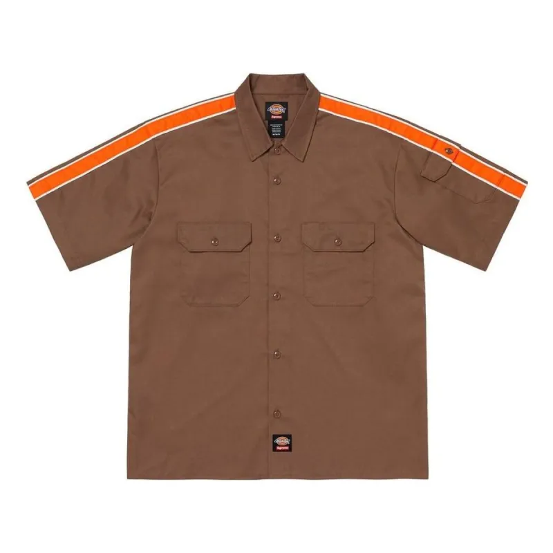 Supreme x Dickies Stripe S/S Work Shirt 'Brown Orange' SUP-SS22-815 sold by KicksCrew