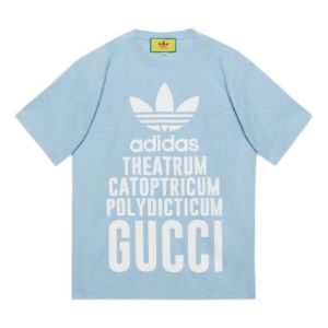 Gucci x adidas Cotton T-Shirt 'Light Blue' 616036-XJEW2-4709 sold by KicksCrew