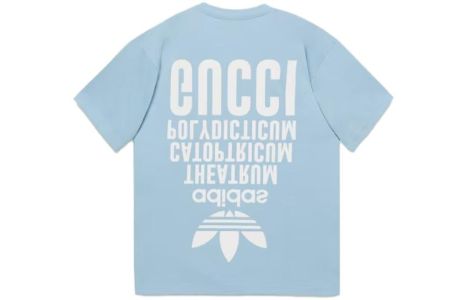 Gucci x adidas Cotton T-Shirt 'Light Blue' 616036-XJEW2-4709 sold by KicksCrew
