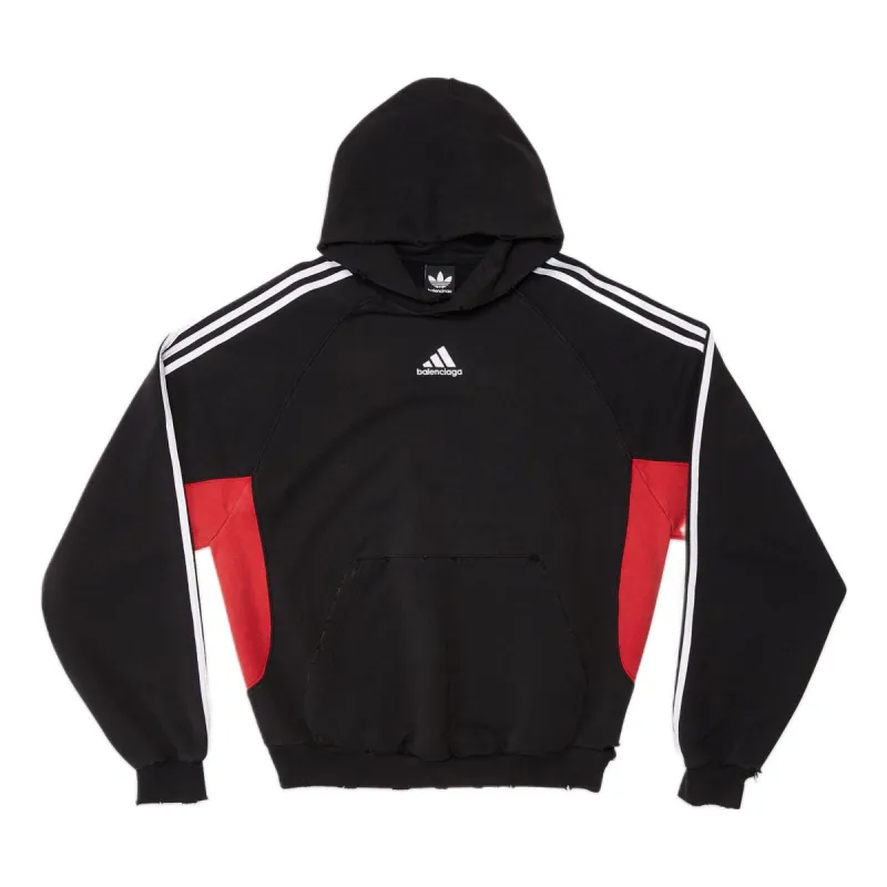 Balenciaga x adidas Fleece Hoodie Slim Fit 'Black Red' 712395TNVA81003 sold by KicksCrew