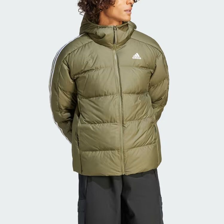 Adidas Essentials Midweight Down Hooded Jacket 'Olive Green' IK3214 sold by KicksCrew product image thumbnail 2