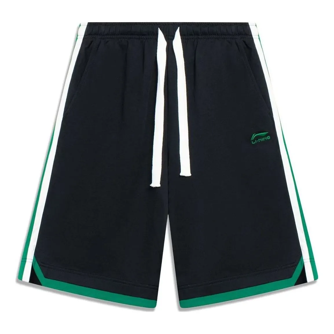 Li-Ning Striped Color Block Shorts 'Black Green' AKST639-1 sold by KicksCrew