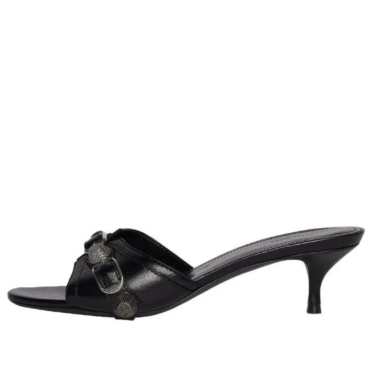 (WMNS) Balenciaga Cagole 50mm Sandals 'Black Arena Lambskin' 694350WAD4E1081 sold by KicksCrew