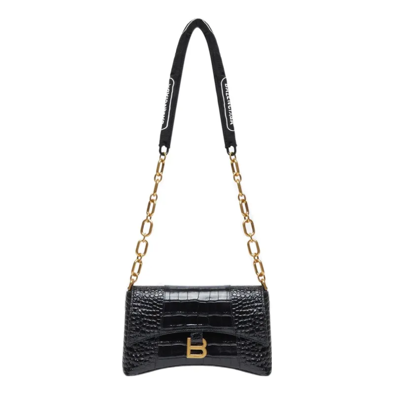 (WMNS) Balenciaga Downtown Xs Shoulder Bag Crocodile Embossed 'Black' 6891212106F1090 sold by KicksCrew