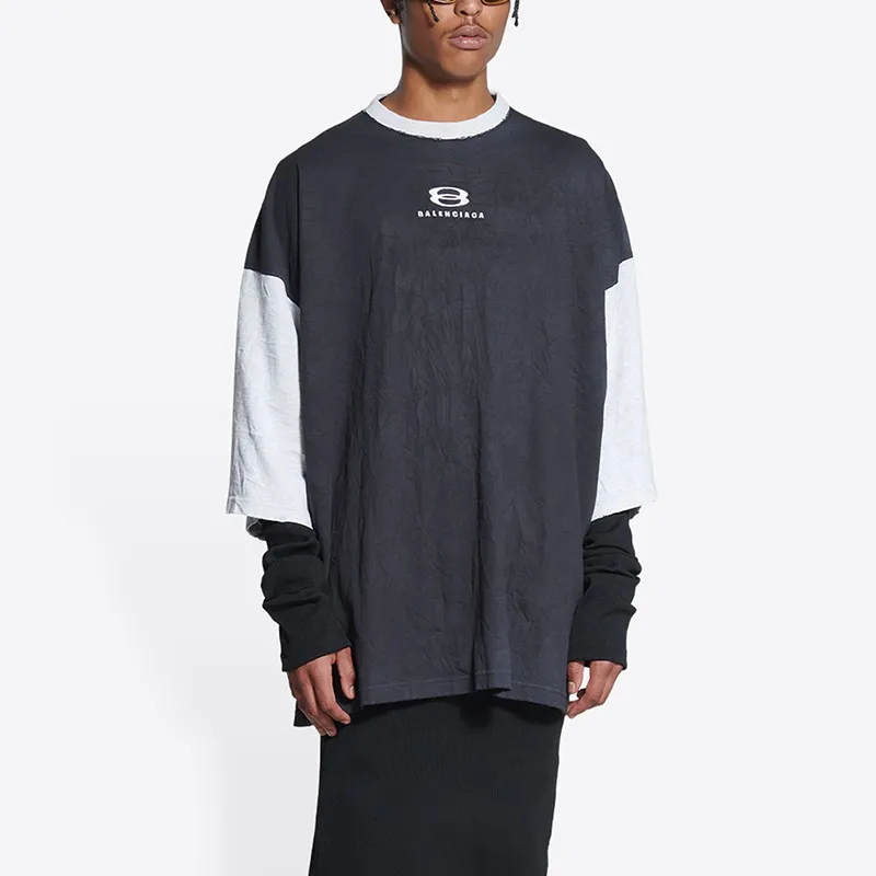 Balenciaga 3/4 Sleeve Logo T-Shirt 'Washed Black Heather Grey' 699190TMVC81208 sold by KicksCrew product image thumbnail 2