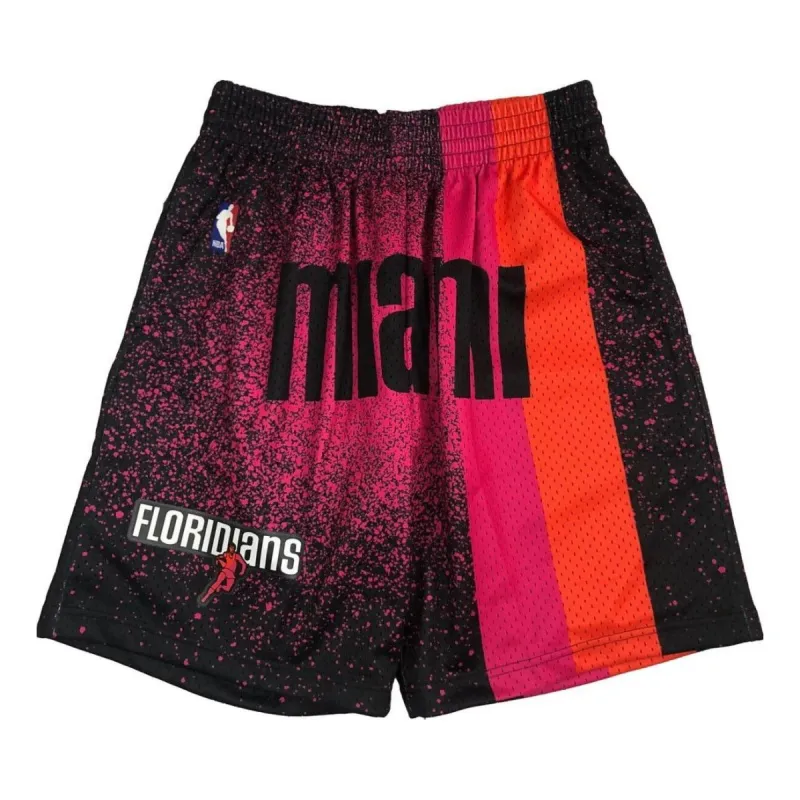 Mitchell & Ness x NBA Miami Heat Spray Paint Swingman Shorts 'Red' SMSH4575-MHE05PPPBKPK sold by KicksCrew