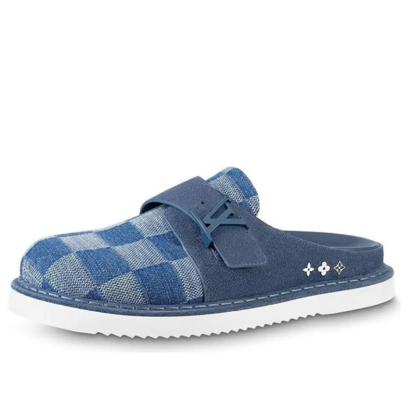 LOUIS VUITTON Easy Mules 'Blue Denim Plaid' 1AA0BX sold by KicksCrew