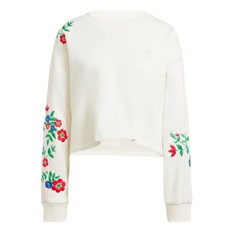 (WMNS) adidas Floral Graphics Sweatshirt 'White' IS2425 sold by KicksCrew