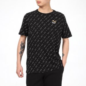 Puma Elevated Printed T-Shirt 'Black' 532663-01 sold by KicksCrew