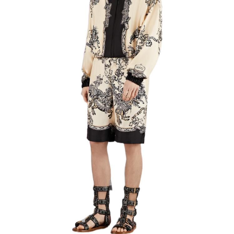 Gucci Silk Shorts With Roi Soleil Print 'Ivory Black' 672698-ZAKU1-9285 sold by KicksCrew product image thumbnail 4