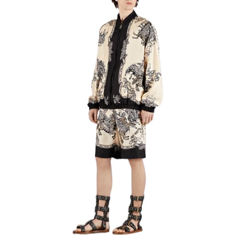 Gucci Silk Shorts With Roi Soleil Print 'Ivory Black' 672698-ZAKU1-9285 sold by KicksCrew product image thumbnail 2