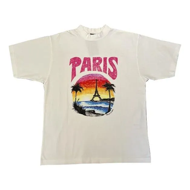 (WMNS) Balenciaga Paris Tropical T-Shirt 'White' 764235TPVL99601 sold by KicksCrew