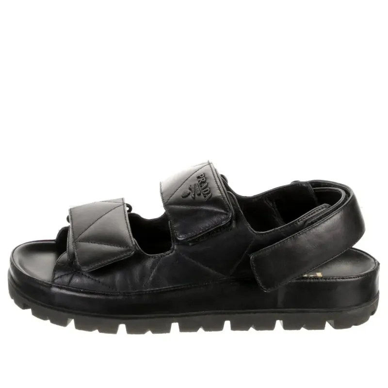 (WMNS) PRADA Padded Nappa Leather Sandals 'Black' 1X721M_038_F0002_F_020 sold by KicksCrew