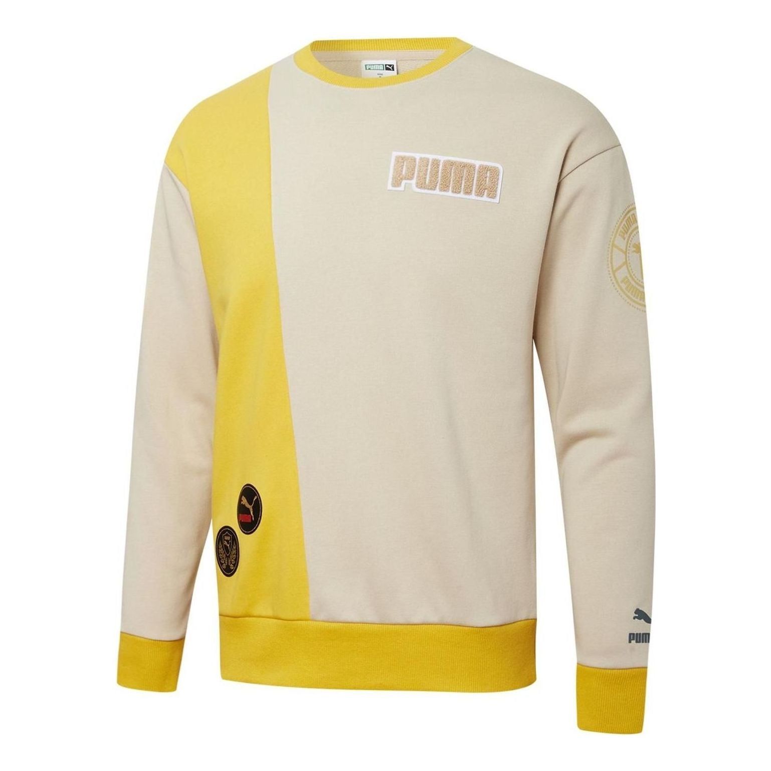Puma Mix Badge Long Crew Sweater 'Beige' 537008-64 sold by KicksCrew