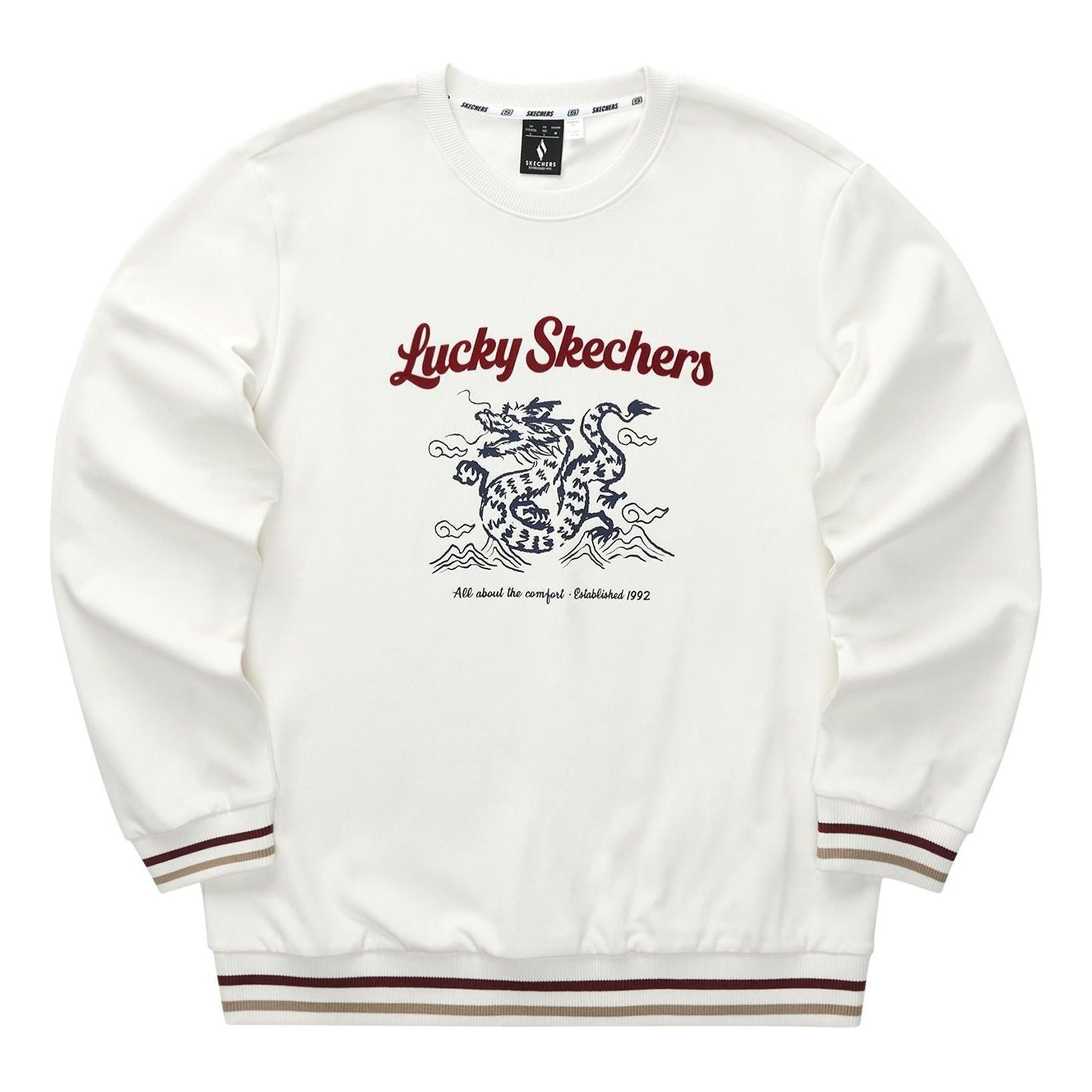Skechers CNY Series Dragon Graphic Crew Sweatshirt 'White Black Red' L124U052-0074 sold by KicksCrew