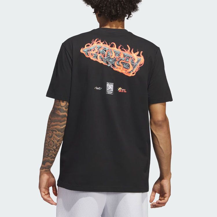 Adidas Trae Young Icy Fire Signature T-Shirts 'Black' IM9167 sold by KicksCrew product image thumbnail 3