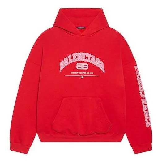 Balenciaga Maison Balenciaga Hoodie Wide Fit 'Red' 674986TLVJ26441 sold by KicksCrew