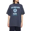 Balenciaga College Crest Oversized T-Shirt 'Navy' 694576TMV954140 sold by KicksCrew